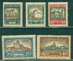Эстония, 1927, Памятники войны, 5 марок. вертикальные полосы